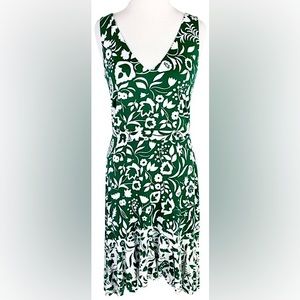 Boden Green & White Hi-Lo Dress